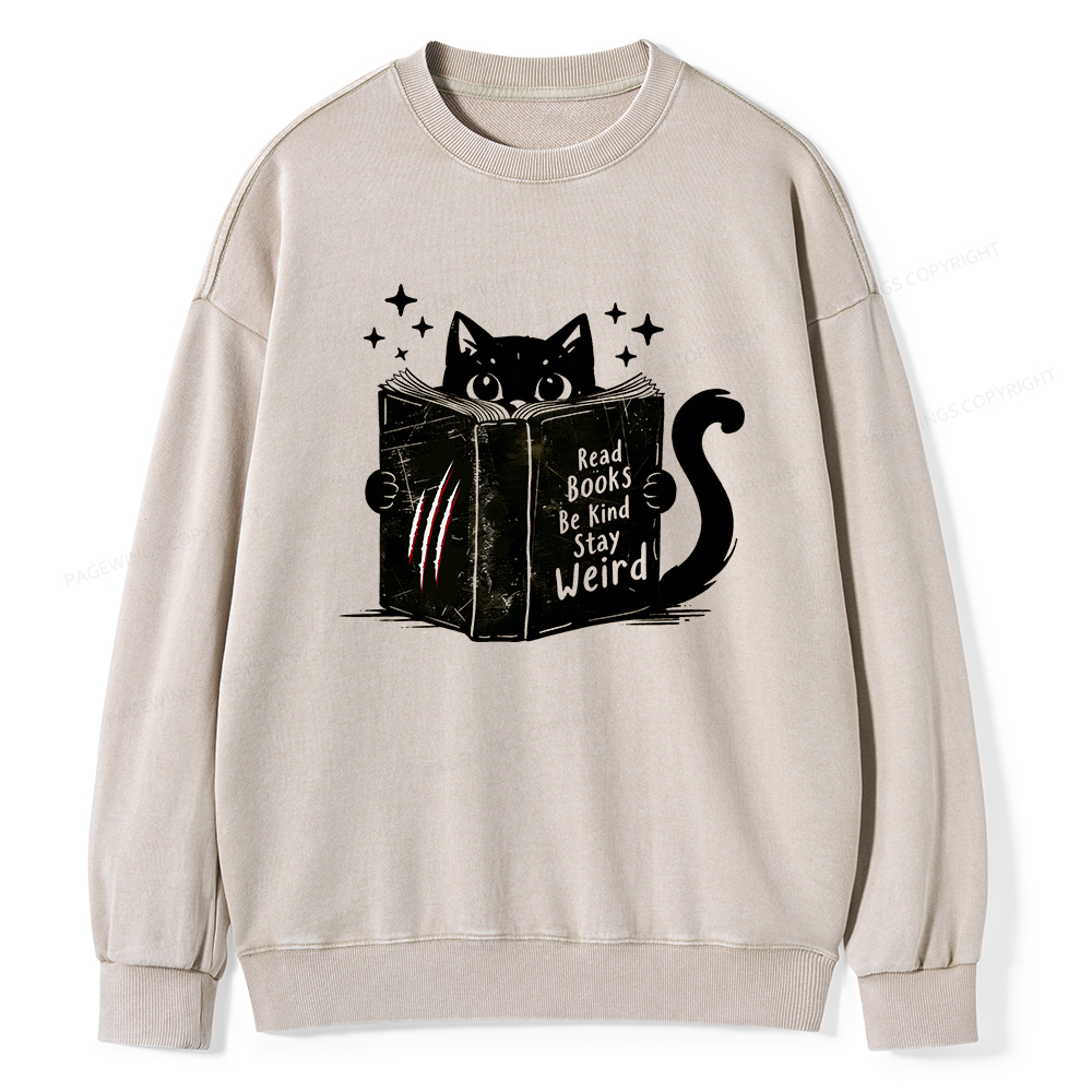 Pagewings Read Books Be Kind Stay Weird Washed Sweatshirt
