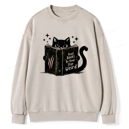 Pagewings Read Books Be Kind Stay Weird Washed Sweatshirt