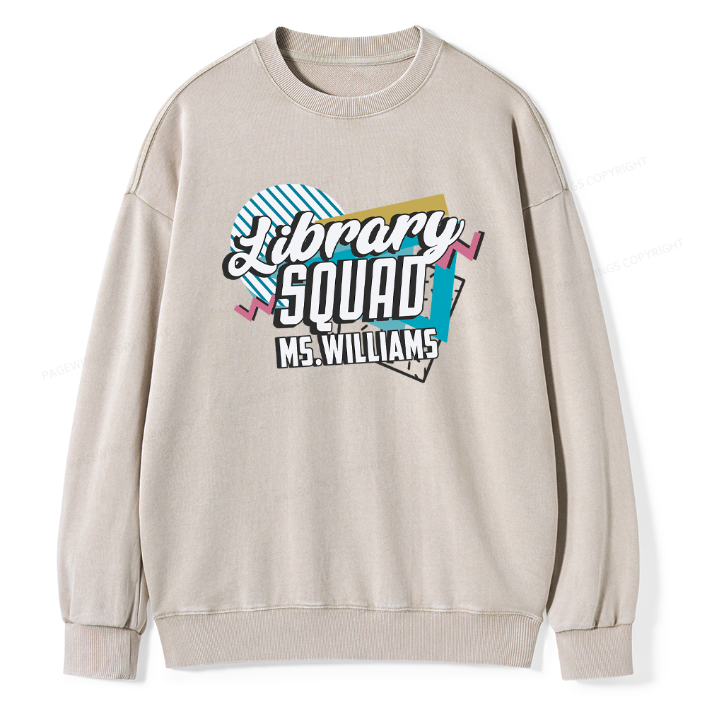 Pagewings Personalized Name Library Squad Washed Sweatshirt