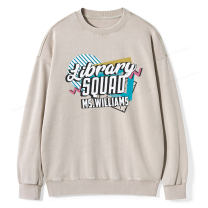 Pagewings Personalized Name Library Squad Washed Sweatshirt