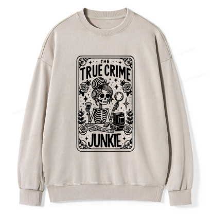 Pagewings True Crime Junkie Tarot Card Washed Sweatshirt