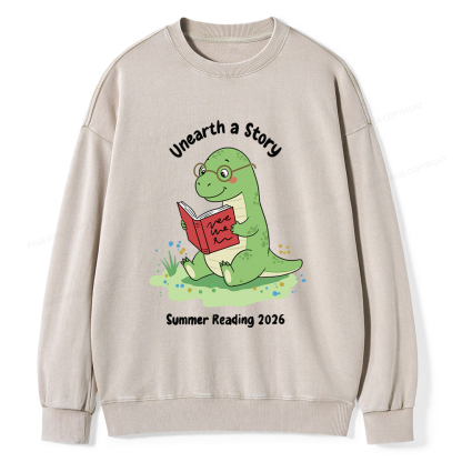 Pagewings Unearth A Story Dinosaur Summer Reading Washed Sweatshirt