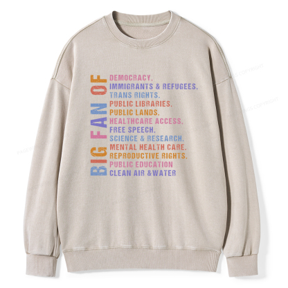 Pagewings Big Fan of Human Rights Washed Sweatshirt