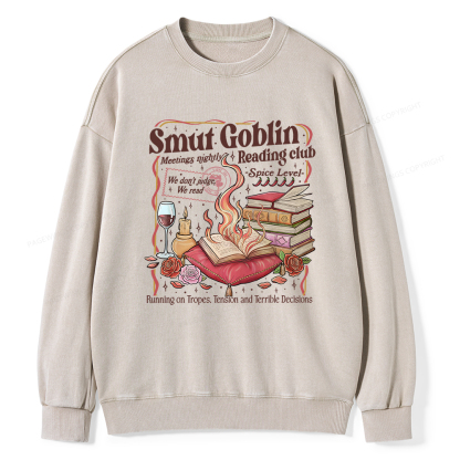 Pagewings Smut Goblin Dark Romance Bookish Washed Sweatshirt