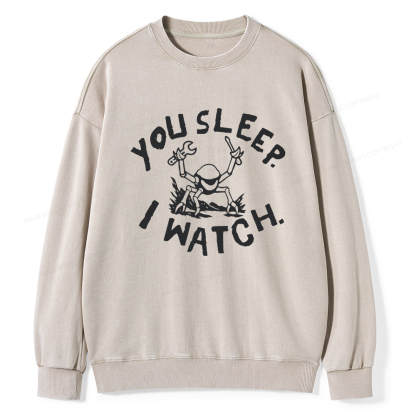 Pagewings You Sleep I Watch Washed Sweatshirt
