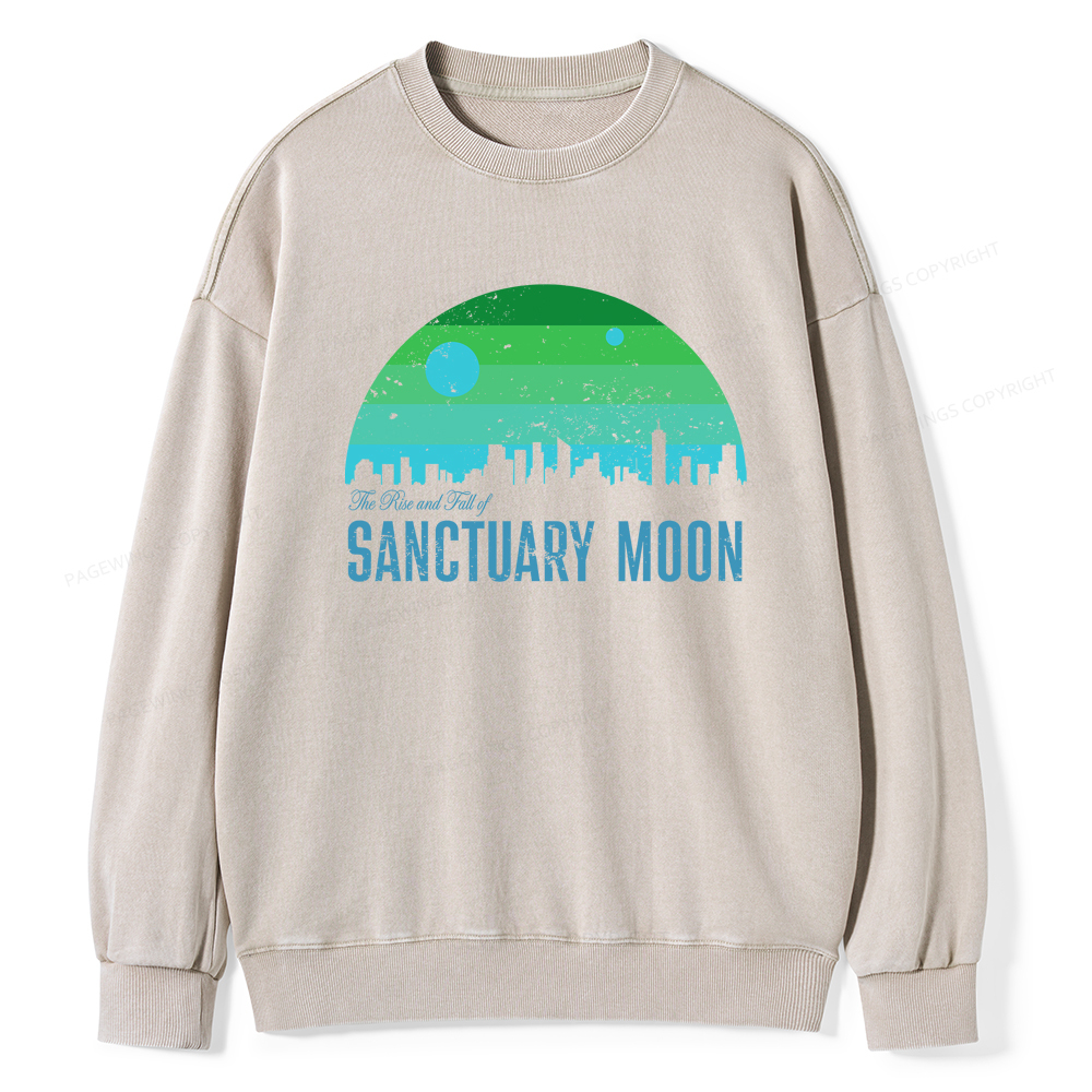 Pagewings The Rise and Fall of Sanctuary Moon Unisex Washed Sweatshirt