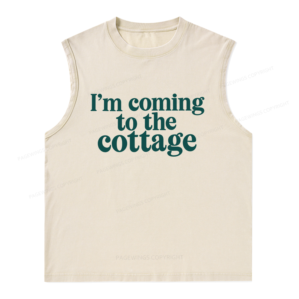 Pagewings I'm Coming To The Cottage Unisex Washed Tank Top