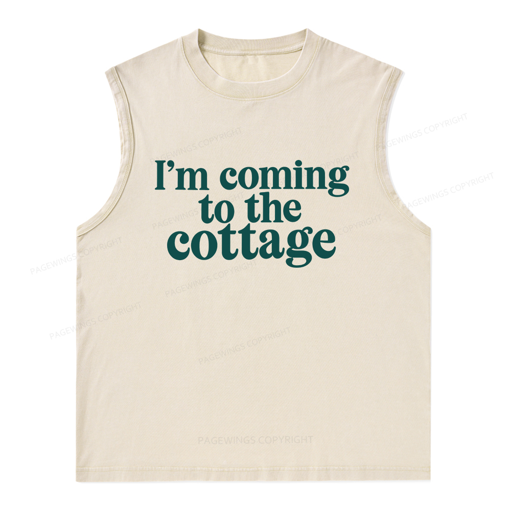 Pagewings I'm Coming To The Cottage Unisex Washed Tank Top