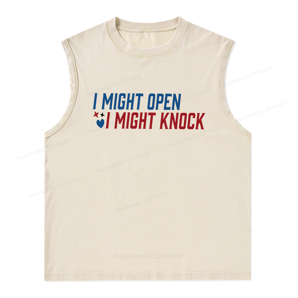 Pagewings I Might Knock Unisex Washed Tank Top