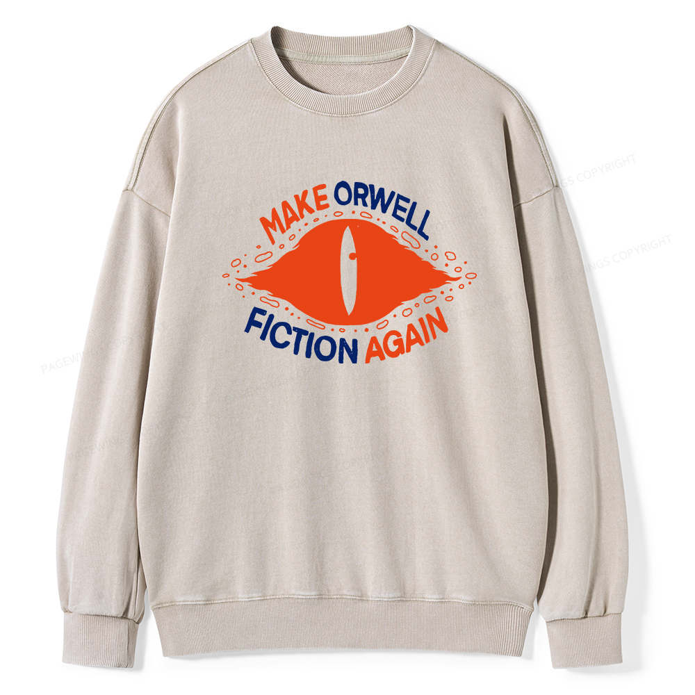 Pagewings Make Orwell Fiction Again Unisex Washed Sweatshirt