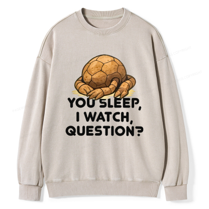 Pagewings You Sleep I Watch Question Unisex Washed Sweatshirt