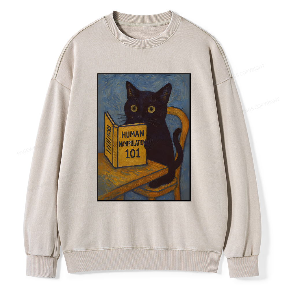 Pagewings Funny Cat Unisex Washed Sweatshirt
