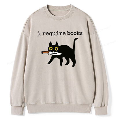 Pagewings I Require Books Unisex Washed Sweatshirt