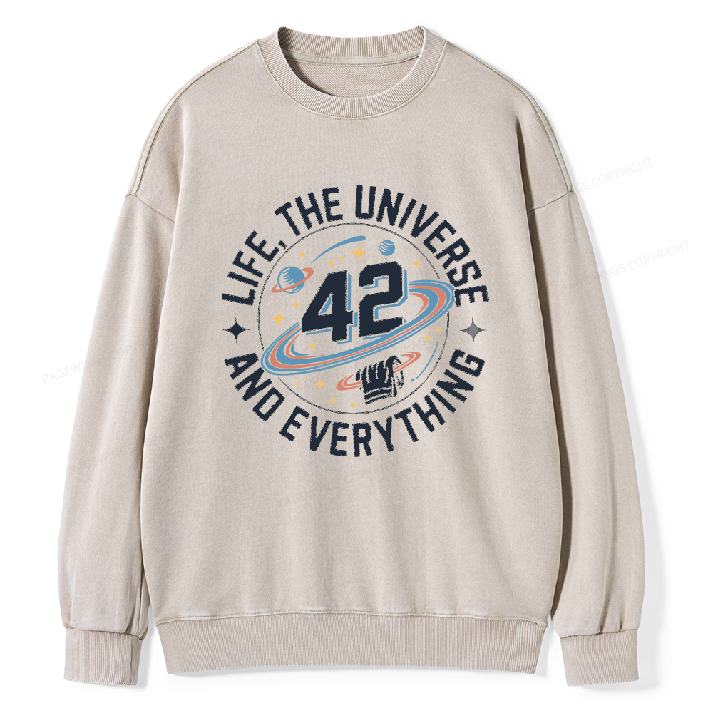Pagewings Life The Universe And Everything Unisex Washed Sweatshirt