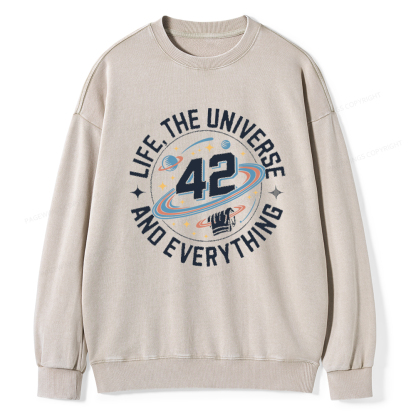 Pagewings Life The Universe And Everything Unisex Washed Sweatshirt