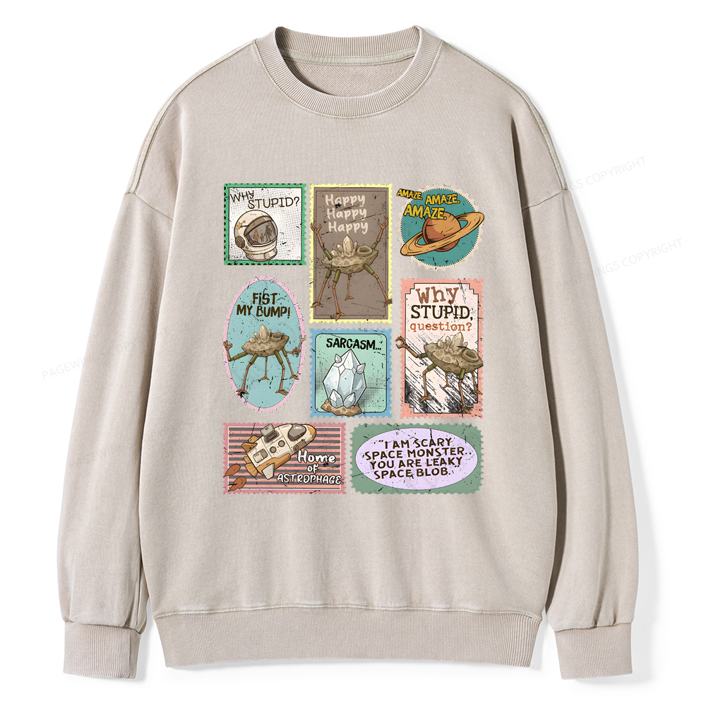 Pagewings Amaze Retro Sci-Fi Unisex Washed Sweatshirt
