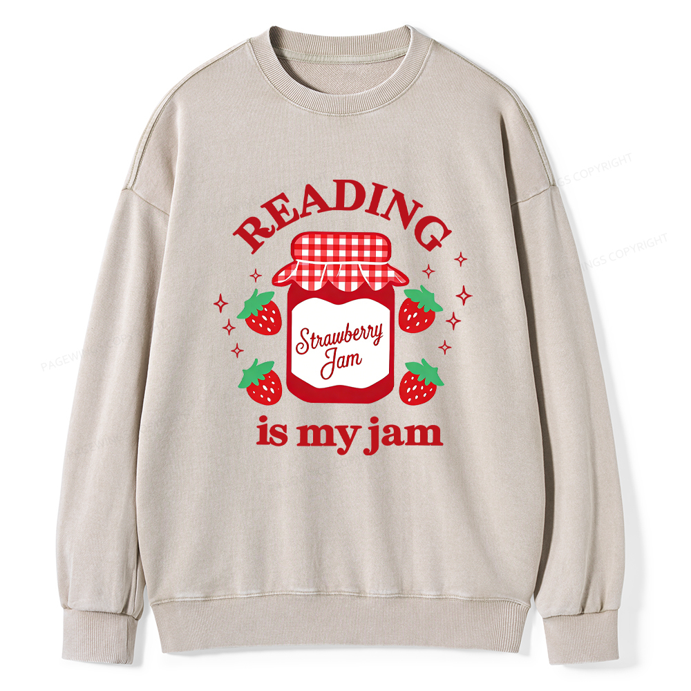 Pagewings Valentines Day Reading is My Jam Unisex Washed Sweatshirt