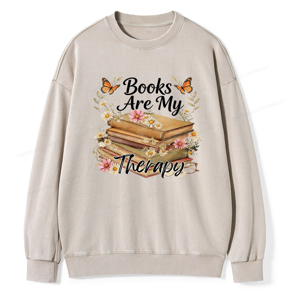 Pagewings Books Are My Therapy Unisex Washed Sweatshirt