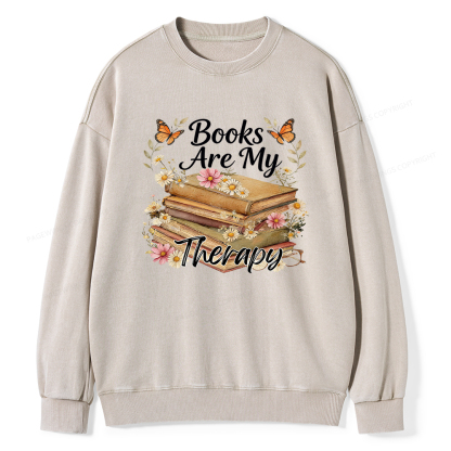 Pagewings Books Are My Therapy Unisex Washed Sweatshirt
