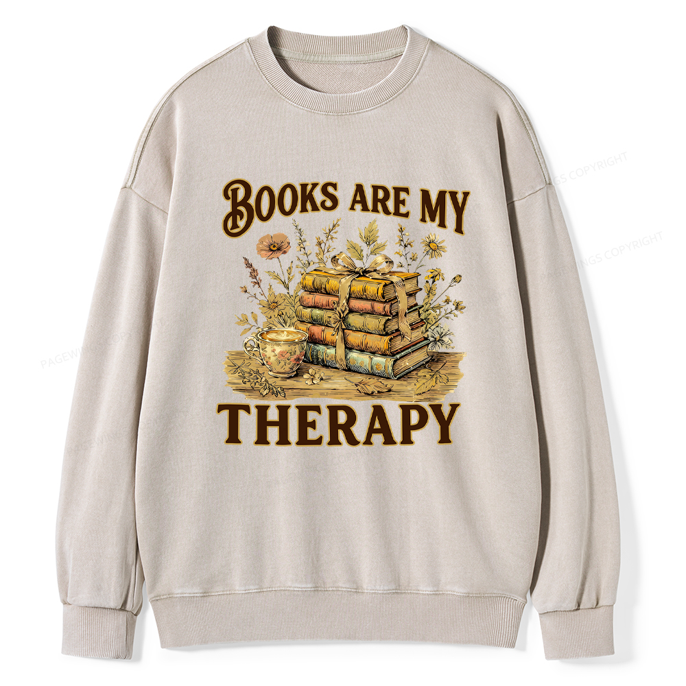Pagewings Books Are My Therapy Unisex Washed Sweatshirt