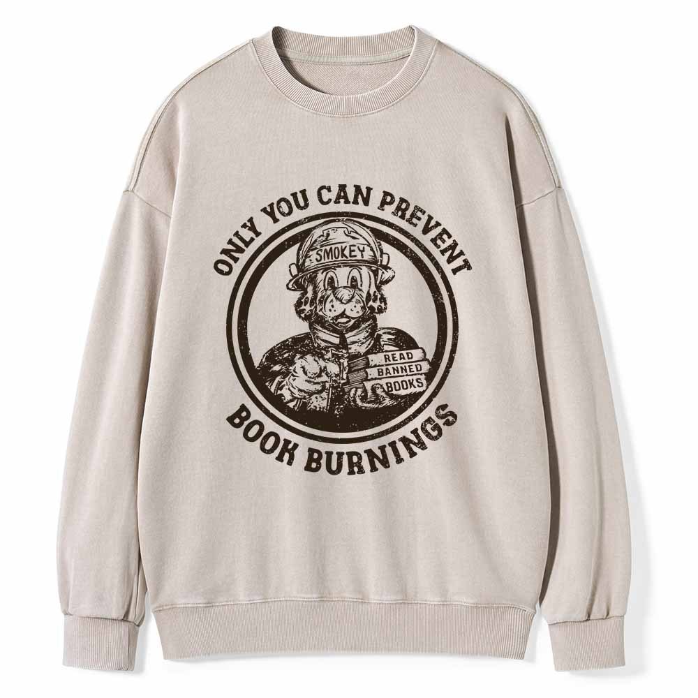 Pagewings Prevent Book Burnings Unisex Washed Sweatshirt