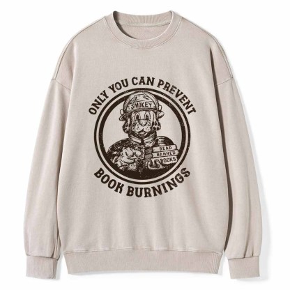 Pagewings Prevent Book Burnings Unisex Washed Sweatshirt