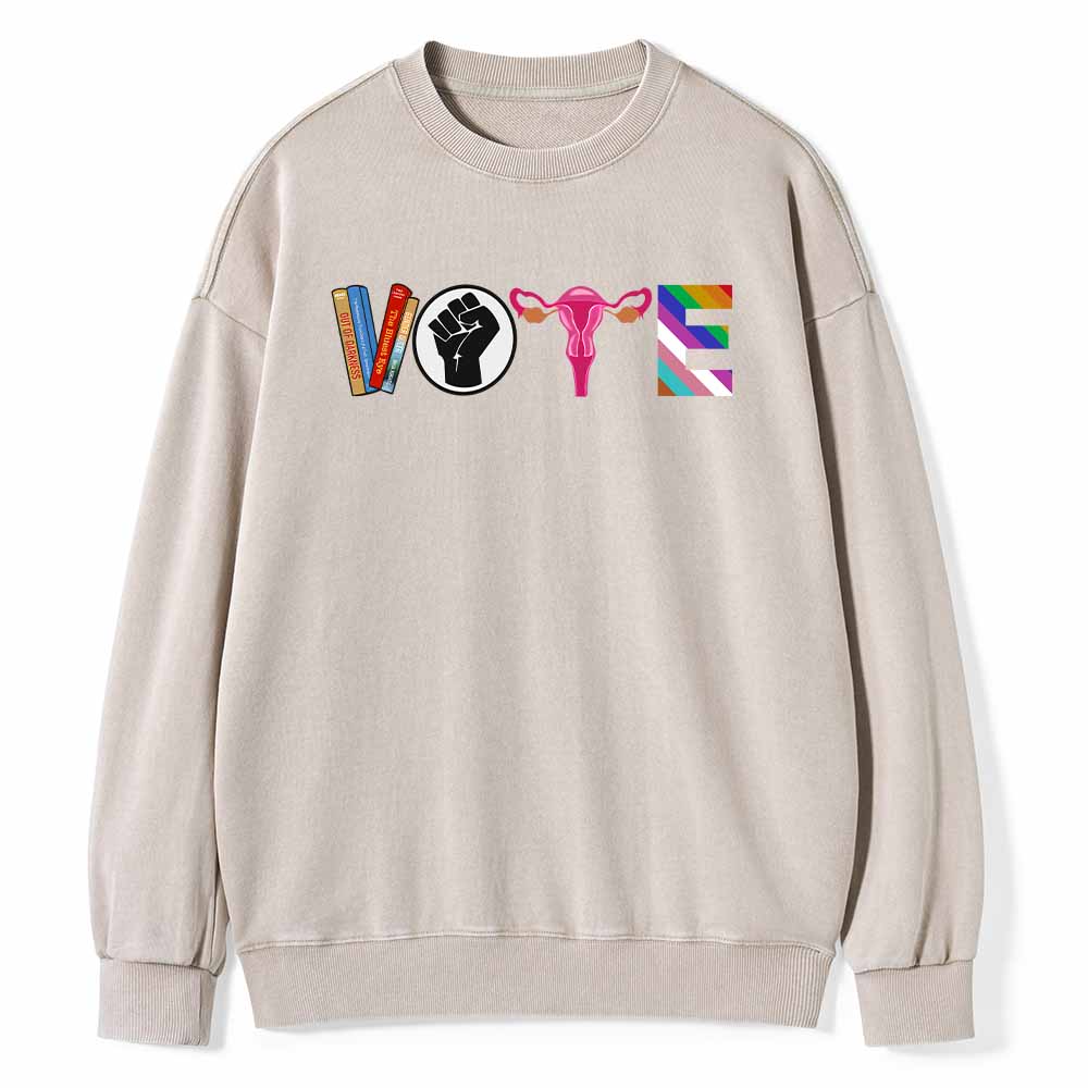 Pagewings VOTE Banned Books T-Shirt Unisex Washed Sweatshirt