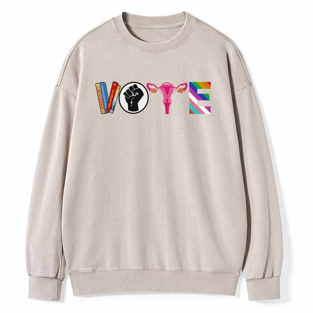 Pagewings VOTE Banned Books T-Shirt Unisex Washed Sweatshirt