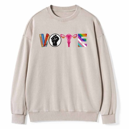 Pagewings VOTE Banned Books T-Shirt Unisex Washed Sweatshirt
