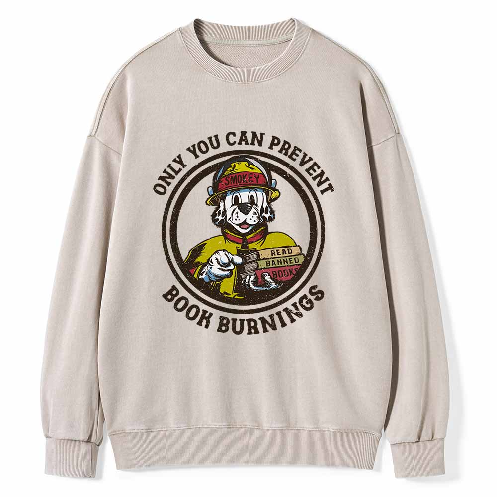 Pagewings Prevent Book Burnings Unisex Washed Sweatshirt