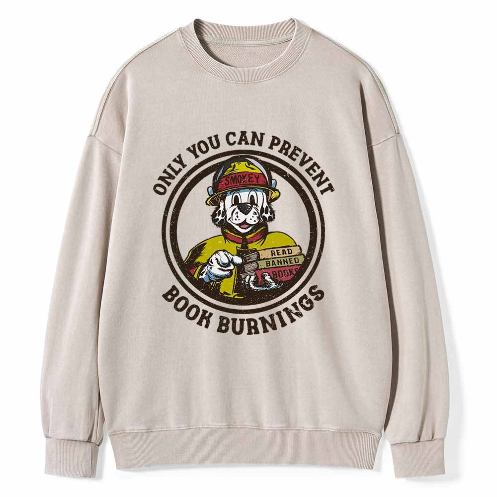 Pagewings Prevent Book Burnings Unisex Washed Sweatshirt