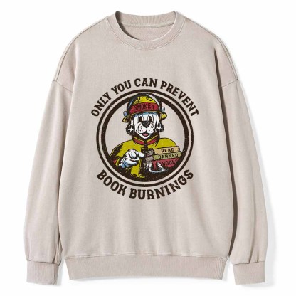 Pagewings Prevent Book Burnings Unisex Washed Sweatshirt