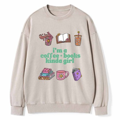 Pagewings I 'm A Coffee Books Kinda Girl Unisex Washed Sweatshirt