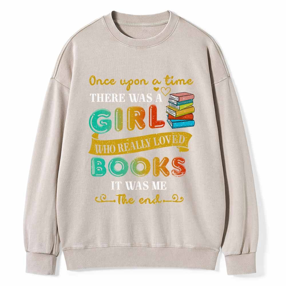 Pagewings There Was A Girl Who Loved Books T-Shirt Unisex Washed Sweatshirt