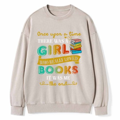 Pagewings There Was A Girl Who Loved Books T-Shirt Unisex Washed Sweatshirt