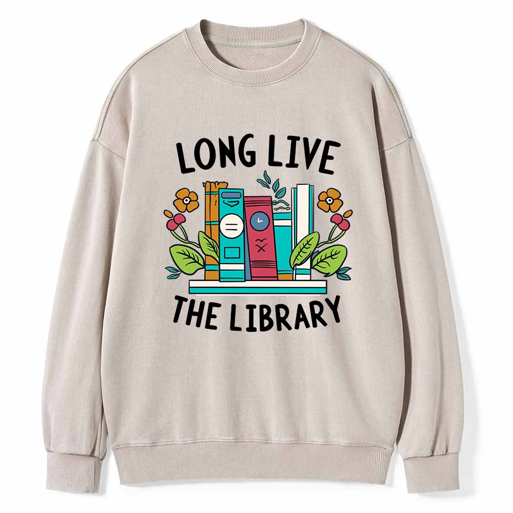 Pagewings Long Live The Library Unisex Washed Sweatshirt