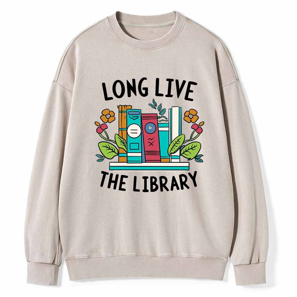Pagewings Long Live The Library Unisex Washed Sweatshirt