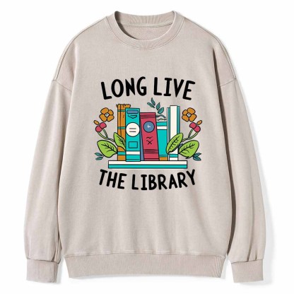 Pagewings Long Live The Library Unisex Washed Sweatshirt