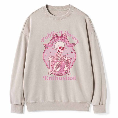 Pagewings Public Library Enthusiast  Unisex Washed Sweatshirt