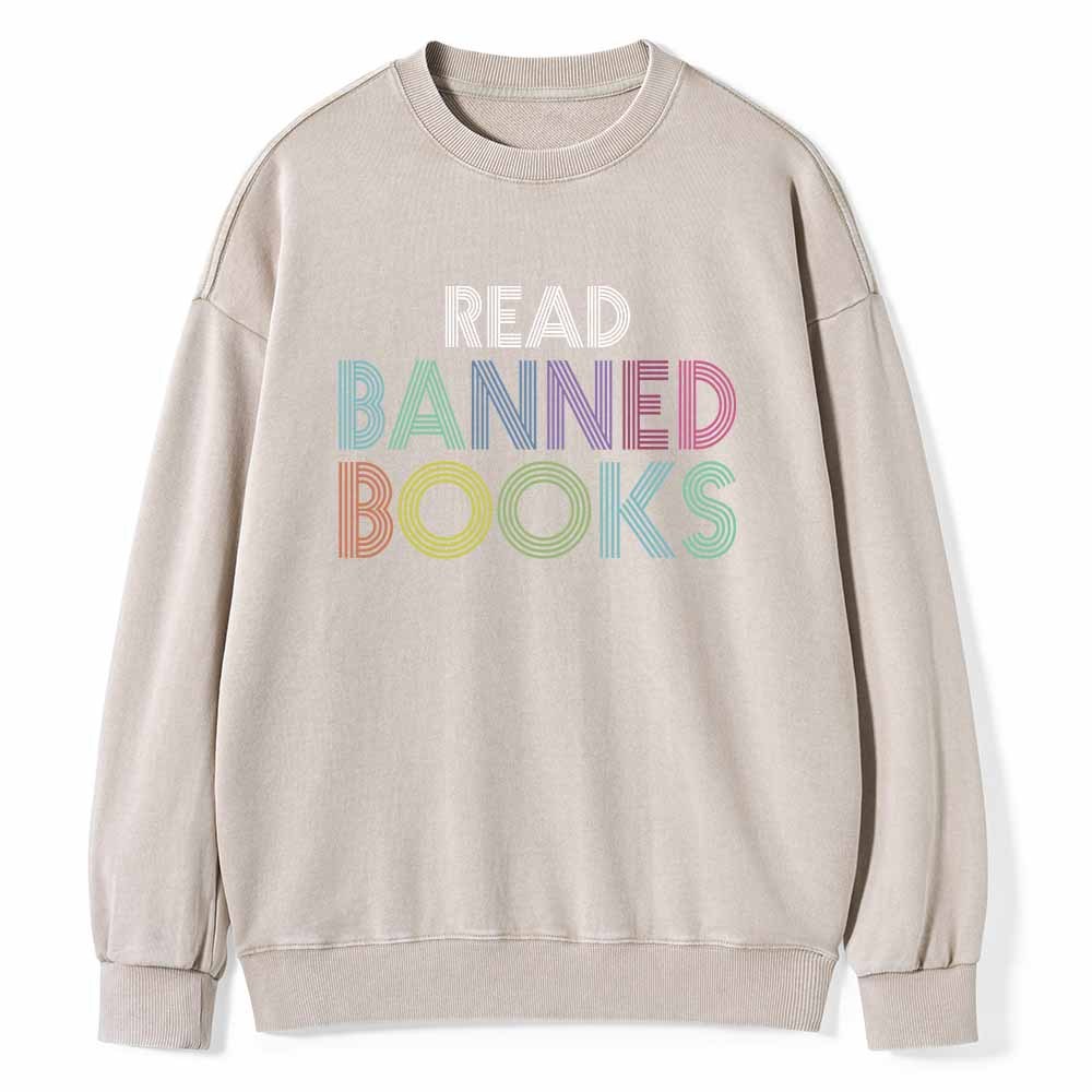 Pagewings Read Banned Books Shirt Unisex Washed Sweatshirt