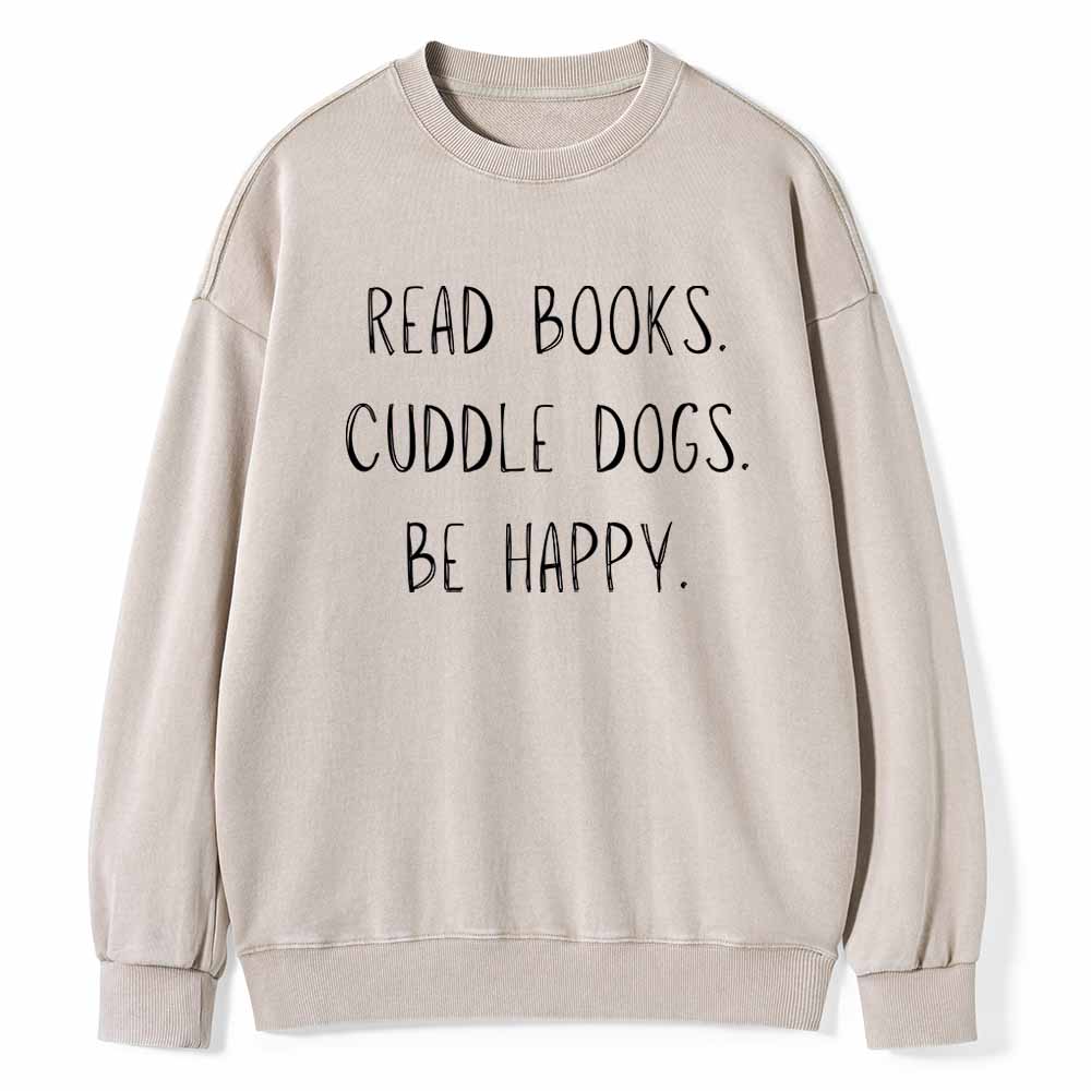 Pagewings Cuddle Dogs Be Happy Unisex Washed Sweatshirt