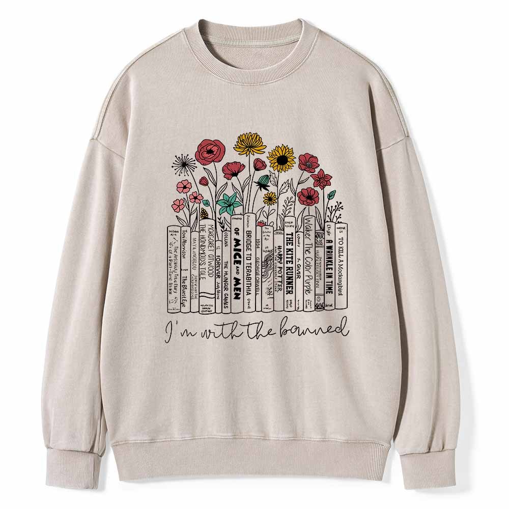 Pagewings Banned Books Shirt Unisex Washed Sweatshirt