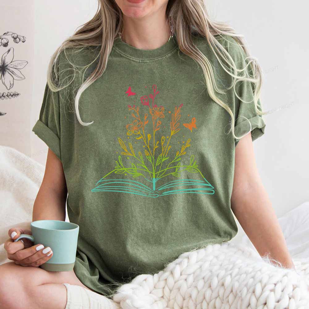 Pagewings Book Tees Library Shirts For Women Unisex Washed T-shirt