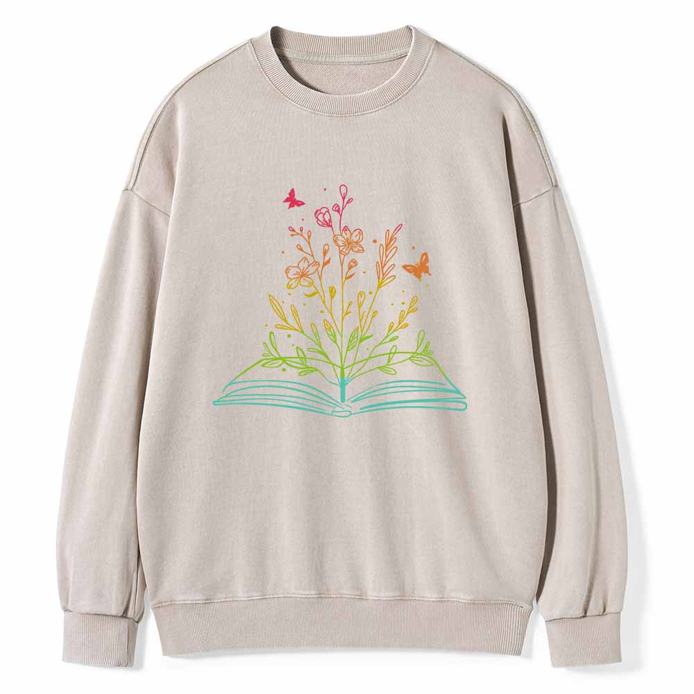 Pagewings Book Tees Library Shirts For Women Unisex Washed Sweatshirt