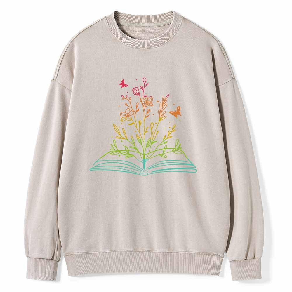 Pagewings Book Tees Library Shirts For Women Unisex Washed Sweatshirt
