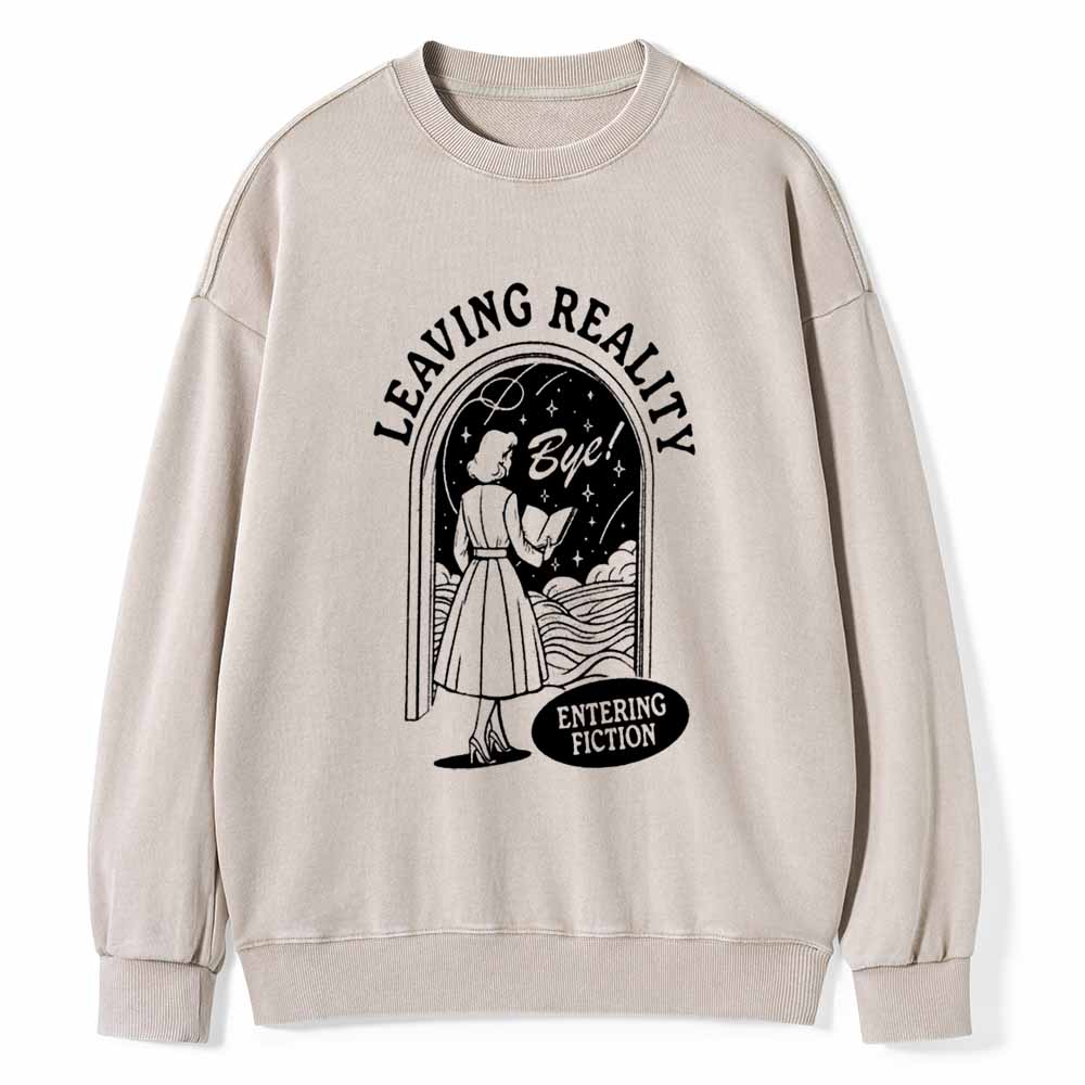 Pagewings Leaving Reality Entering Fiction Shirt Unisex Washed Sweatshirt