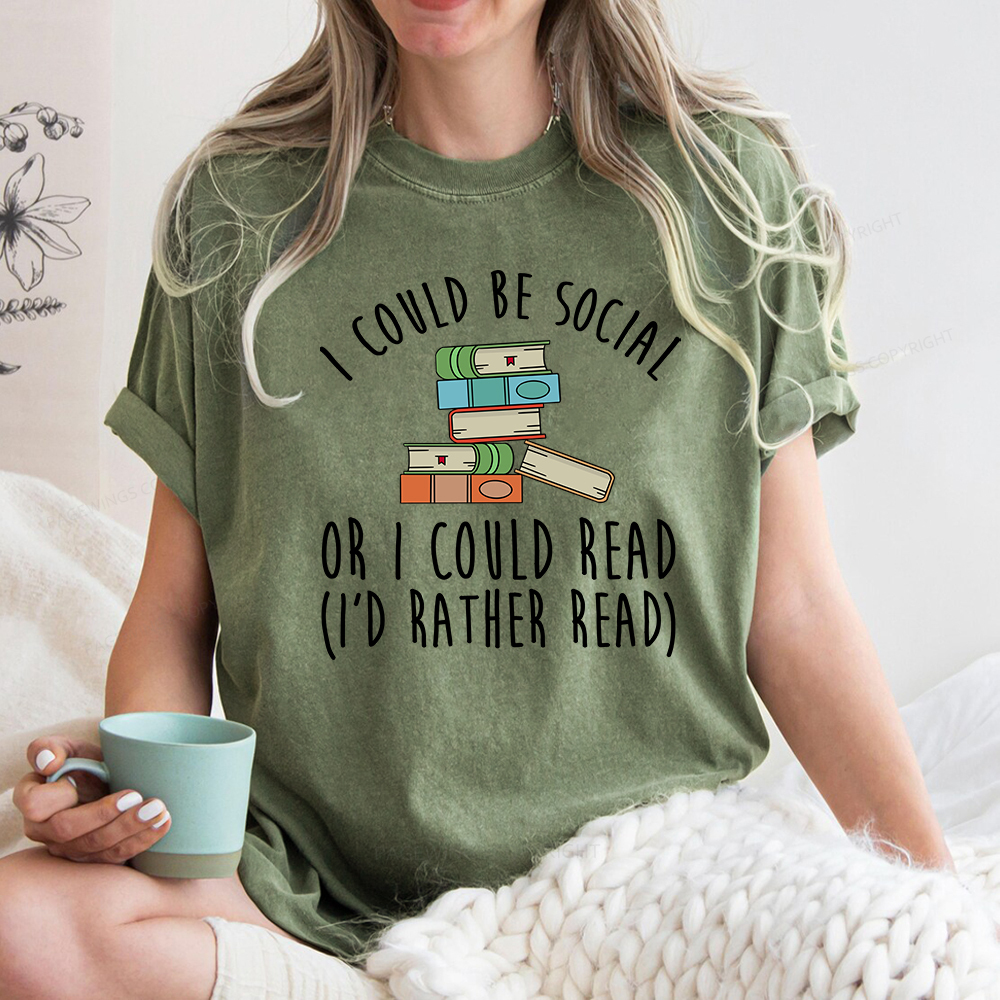 PagewingsI Could Be Social Or I Could Read Unisex Washed T-shirt