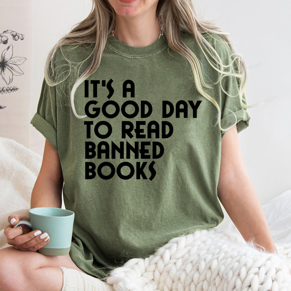 Pagewings It's A Good Day To Read Banned Books Unisex Washed T-shirt