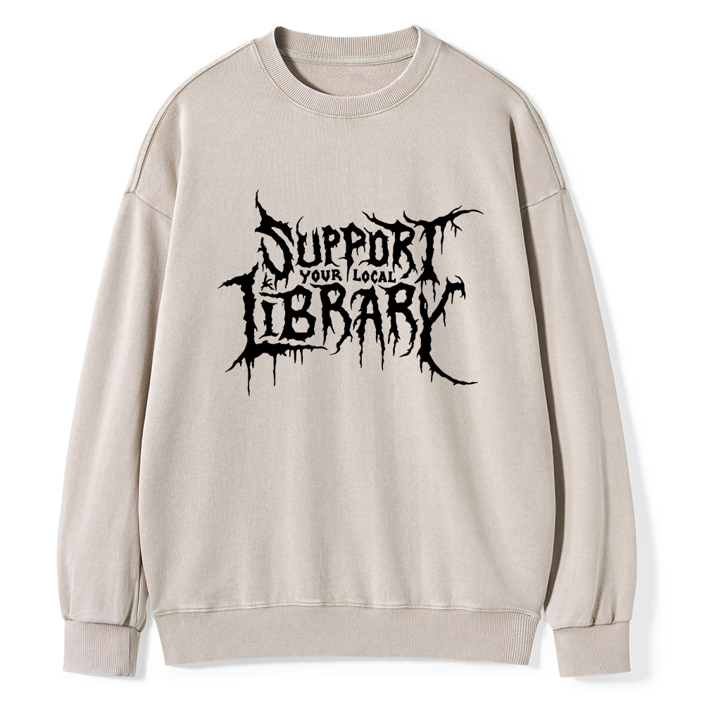 Pagewings Support Your Local Library Unisex Washed Sweatshirt