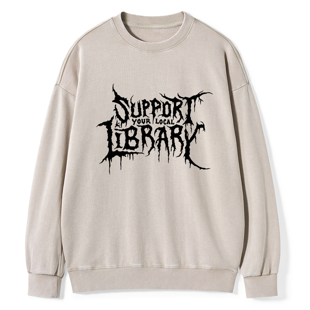 Pagewings Support Your Local Library Unisex Washed Sweatshirt